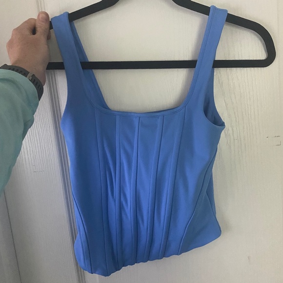 NWT Small Express Blue High Compression Fitted Corset Cropped Tank - Picture 3 of 4